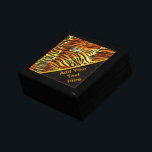 Striped Tiger Fur Print Pattern Personalized Gift Box<br><div class="desc">This trendy jewellery box features a striped tiger print pattern with black animal stripes on a very bright orange, yellow and cream fur background. Bring out the wild cat in you with this cool feline design. It's the perfect bold, original look for animal lovers. Add your own text to the...</div>