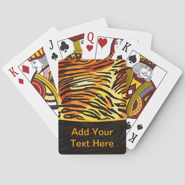 Striped Tiger Fur Print Pattern Personalized Playing Cards (Back)