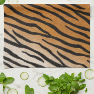 Striped Tiger Fur Realistic Exotic Animal Print Kitchen Towel