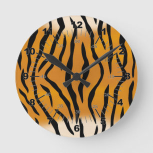 Striped Tiger Pattern Round Clock