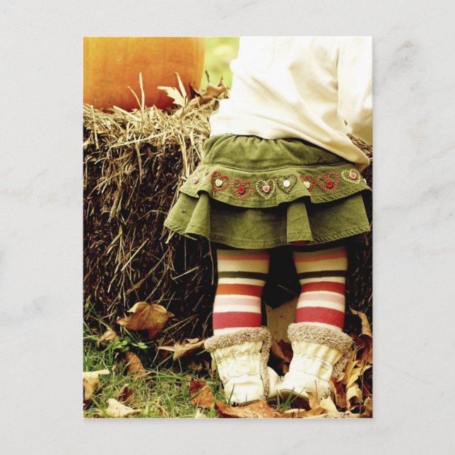 Striped tights and a pumpkin postcard (Front)
