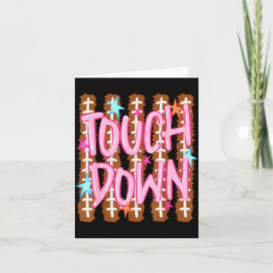 Striped touchdown football mom fall sports funny card