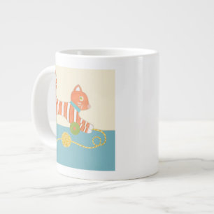 Striped Toy Cat with Ball of String Large Coffee Mug