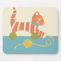 Striped Toy Cat with Ball of String
