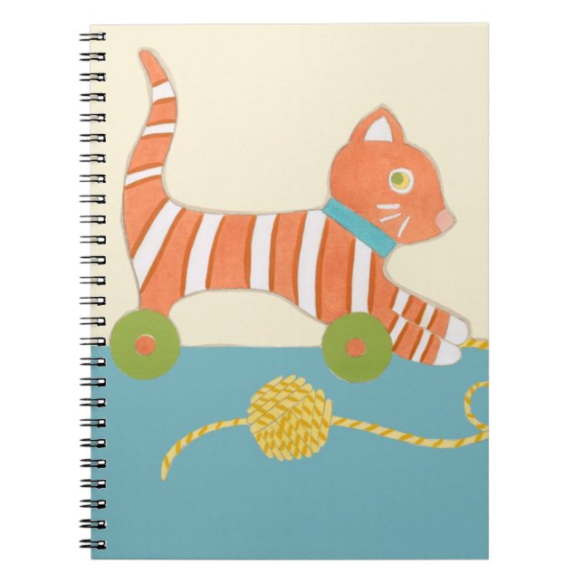 Striped Toy Cat with Ball of String Notebook (Front)