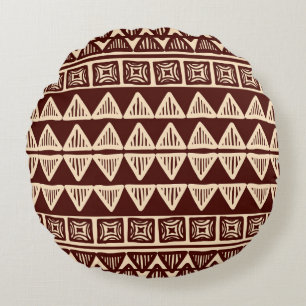 Striped Tribal: Ornamental Artwork. Round Pillow