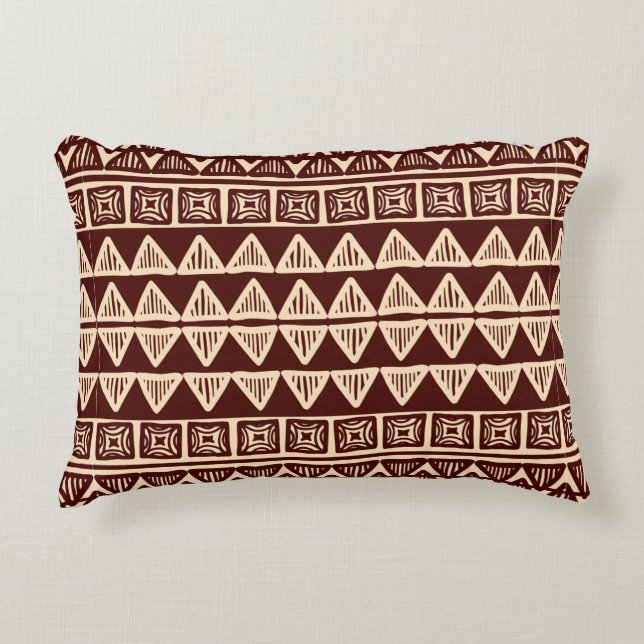 Striped tribal ornamental pattern accent pillow (Front)