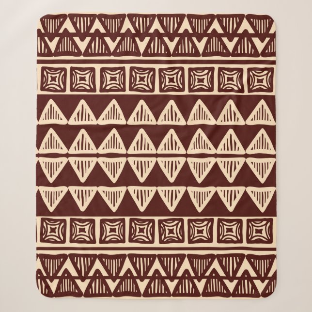 Striped tribal ornamental pattern sherpa blanket (Front)