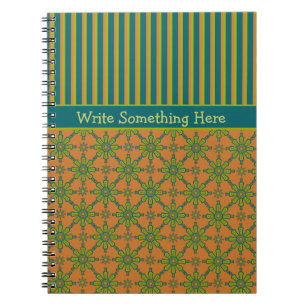 Striped Tribal Rust, Green, Teal: Spiral Notebook