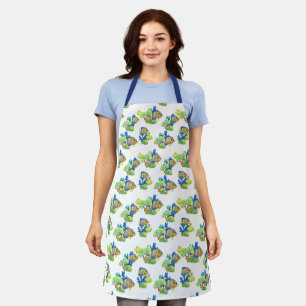 Striped tropical fish green coral reef pattern apron