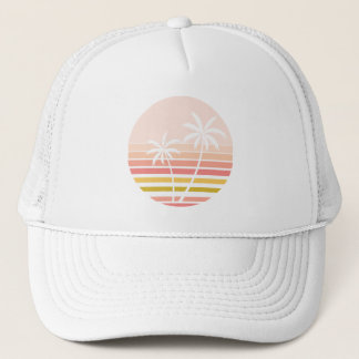 Striped Tropical Palm Trees Trucker Hat