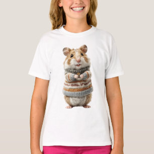 Striped Turtleneck Hamster Kids T-Shirt
