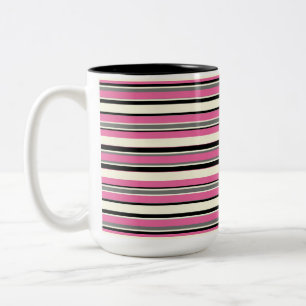 Striped Two-Tone Mug, 15 oz Coffee Mug