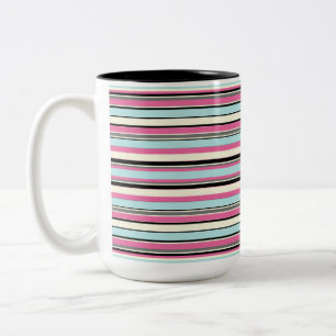 Striped Two-Tone Mug, 15 oz Coffee Mug