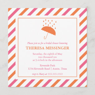 Striped Umbrella Bridal Shower Invitation