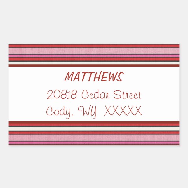 Striped Valentine Return Address Label Seal - (Front)