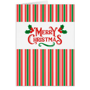 Striped vintage Christmas greeting card