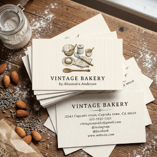Striped Vintage Cooking Utensils Business Card