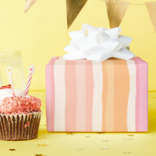 Striped wallcolor peachy wrapping paper