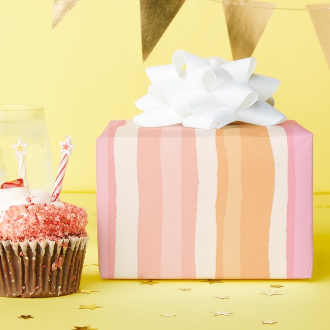 Striped wallcolor peachy  wrapping paper (Birthday Party)