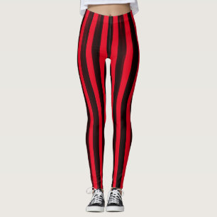 Striped Watercolor Black and Red Pirate Leggings