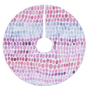 Striped Watercolor: Pink Grey Polka Brushed Polyester Tree Skirt