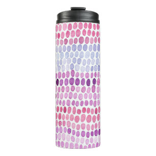 Striped Watercolor: Pink Grey Polka Thermal Tumbler