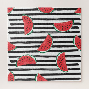 Striped watermelon, vintage seamless pattern. jigsaw puzzle