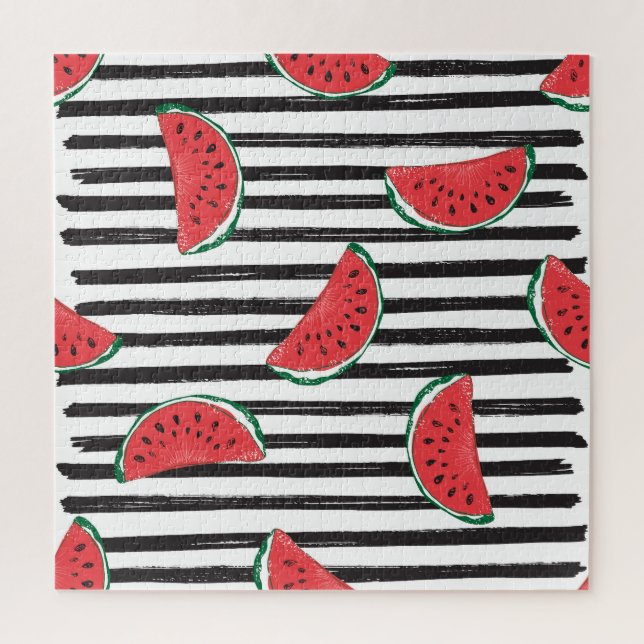 Striped watermelon, vintage seamless pattern. jigsaw puzzle (Vertical)