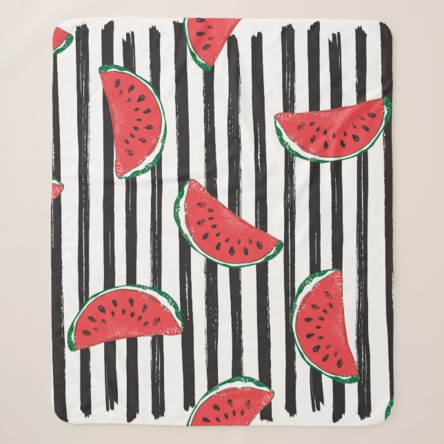 Striped watermelon, vintage seamless pattern. sherpa blanket (Front)