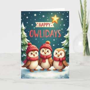 Striped Winter Birds Card