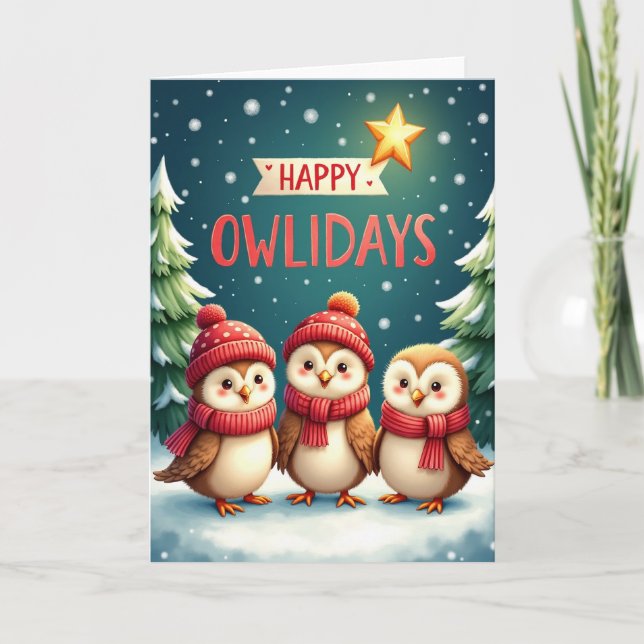 Striped Winter Birds Card (Front)