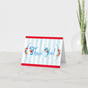 Striped With Flowers Thank-You Card