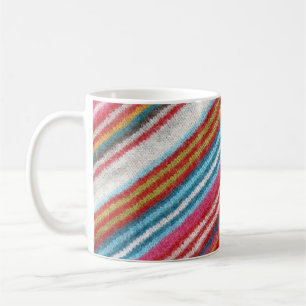 Striped woollen fabric: cozy, stylish coffee mug