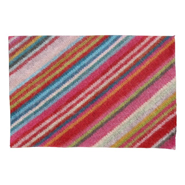 Striped woollen fabric: cozy, stylish pillowcase (Front)