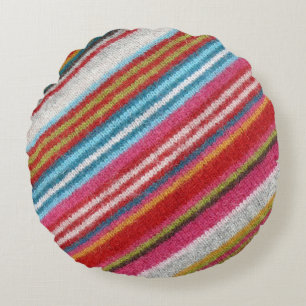 Striped woollen fabric: cozy, stylish round pillow