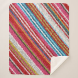 Striped woollen fabric: cozy, stylish sherpa blanket