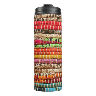 Striped Woven fabric rope weave natural Thermal Tumbler