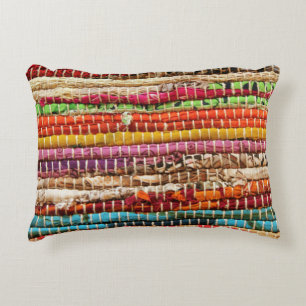 Striped Woven fabric weave look natural Accent Pillow