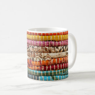 Striped Woven fabric weave look natural colourful Coffee Mug