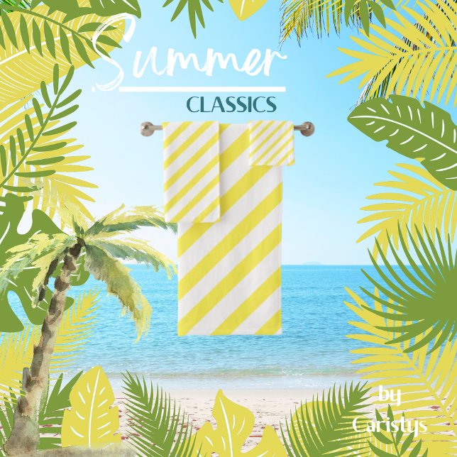 Striped Yellow and White Bath Towel Set (Creator Uploaded)