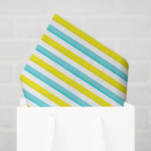 Striped Yellow White Blue Tennis Colourful Fun Tissue Paper