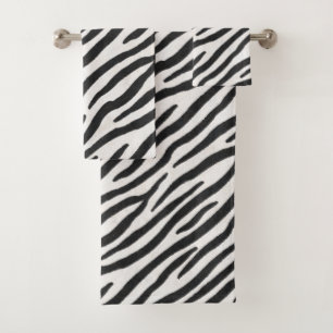 Striped Zebra Fur Realistic Exotic Animal Print Bath Towel Set