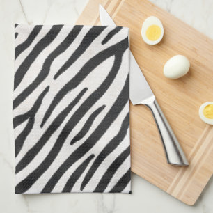 Striped Zebra Fur Realistic Exotic Animal Print Kitchen Towel