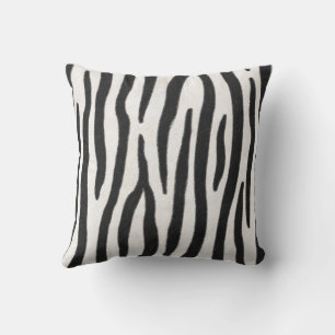 Striped.Zebra Fur Realistic Exotic Animal Print Throw Pillow