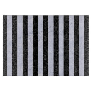 STRIPES1 BLACK MARBLE & WHITE MARBLE CUTTING BOARD