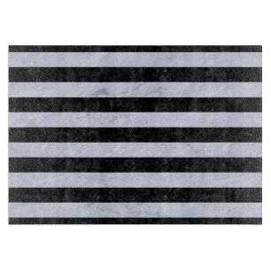 STRIPES2 BLACK MARBLE & WHITE MARBLE CUTTING BOARD