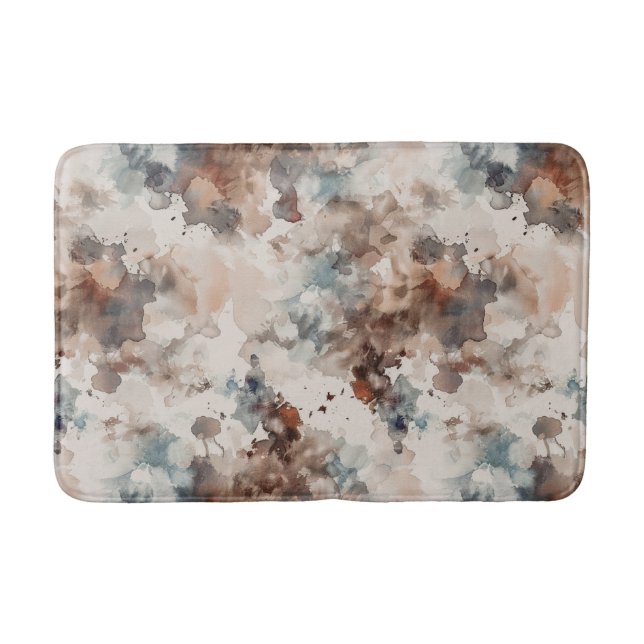 Stripes Abstract Blue Cream Brown   Bath Mat (Front)