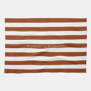 STRIPES adjustable Brown with Name Kitchen Towel