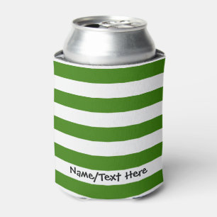 STRIPES adjustable Green with Name Can Cooler